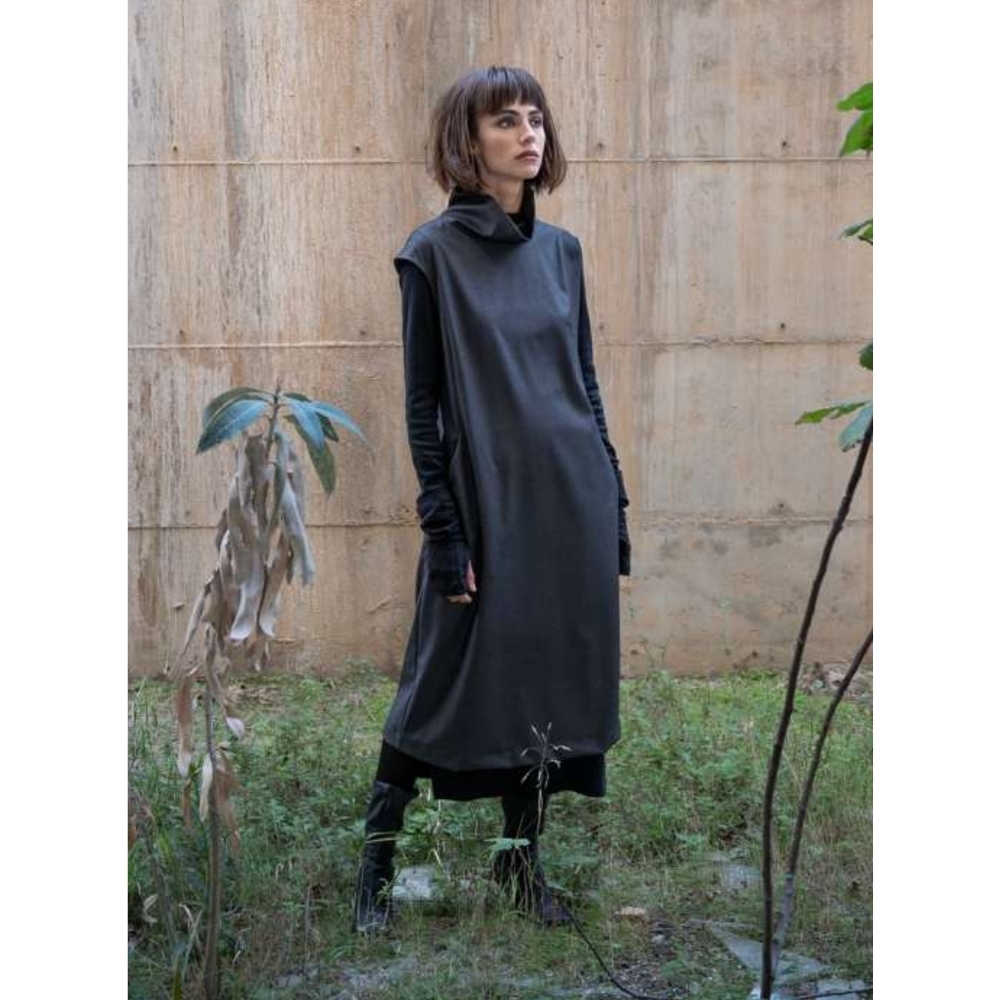 Lotus Eaters Jordi Mock Neck Side Tie Tunic Gray XS